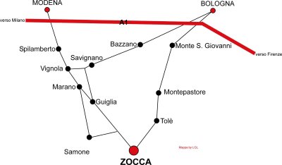 mappa arrivo zocca